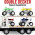 Auto Hauler Big Rig Toy Semi Truck Car Carrier 1:48 Scale with 4 ATVs Dirt Bike (Assorted Colors)