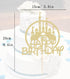 Castle Birthday Cake Topper - Gold Glitter Castle Theme Decoration Supply for Princess Prince Happy Birthday