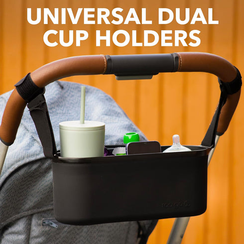 roo go Universal Silicone Stroller Organizer | Waterproof, Easy-Clean Caddy with Secure Cup Holders & Organized