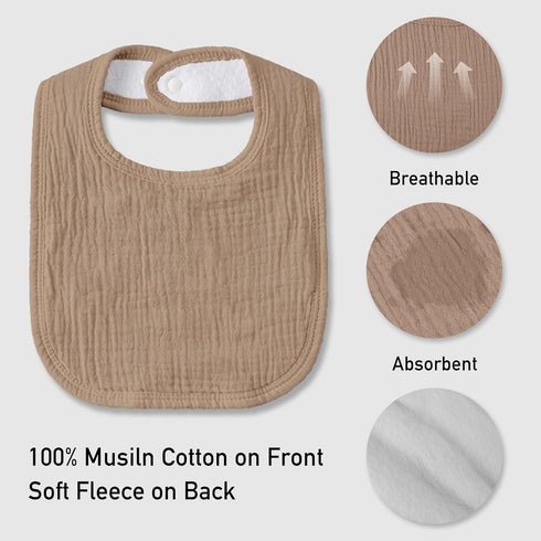 10 Pack (10, Muslin Baby Drool Bibs for Unisex Boys Girls, Soft Cotton Baby Bib for Teething Drooling, Essentials