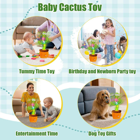 Baby Dancing Cactus Toy, Mimicking Talking Cactus for 6 to 12 Month Olds, Glowing Musical Educational Toy