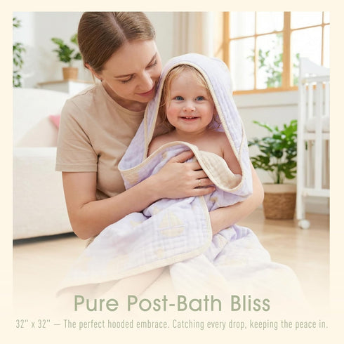 32 32 Inches, Ultra-Soft Muslin Baby Towel - x Ideal for Bath & Beach, Suitable for Both Boys & Girls from Newborns