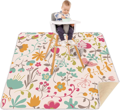 Welspo Splat Mat for Under High Chair, Washable Large Baby Splash Mat,