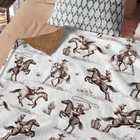 (05) Western Baby Blanket, Cowboy Minky Blankets for Boys Girls, Nursery Room Decor, Soft Warm Lightweight Nursery Bed