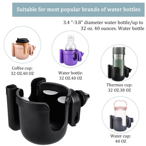 Suranew Universal Stroller Cup Holder, Adjustable Drink Holder with Phone Holder for Baby Stroller, Wheelchair, Walker