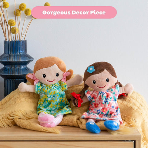 10-inch Velboa Tiger Tribe Matilda Rag Doll Brown Hair Soft Fabric Flower Dress Ideal Newborn Toddler Cuddly Toy Safe