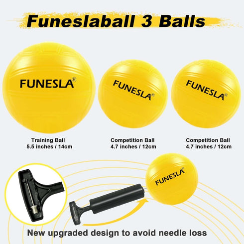 Funeslaball Roundnet Game Set with 3 Balls Kit and Carrying Bag, Beach Lawn Ball Game for Adults and Family, Indoor