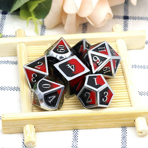 Haxtec DND Metal Dice Set - Red and Black Metal DND Dice for Dungeons and Dragons RPG Games - Vampire