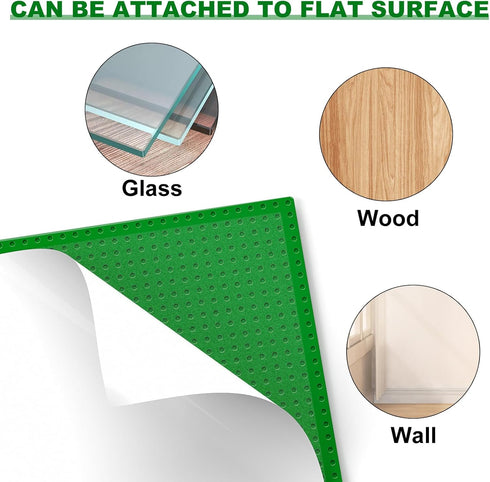 Classic Baseplates, 10" x 10" Green Peel and Stick Base Plates for Building Bricks, 6 Pack, Compatible with Major Brands