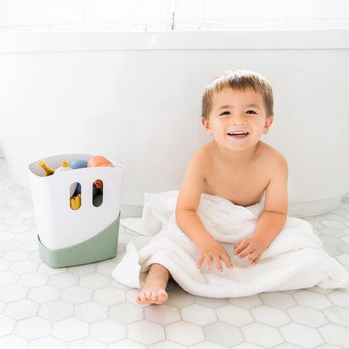 Ubbi Bath Toy Organizer Caddy with Removable Drying Rack Bin & Scoop for Toddlers + Baby, Freestanding Sage