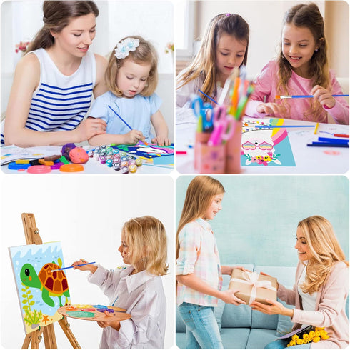 CarlonLin 4 Pack 8-12, (8x8inch) Framed Paint by Number for Kids, Paint by Numbers for Kids Ages Paint by Numbers Kits