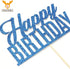 Blue Glitter Happy Birthday Cake Topper, Birthday Sign Cake Topper for Adults, Children, Teenagers, Anniversary Party