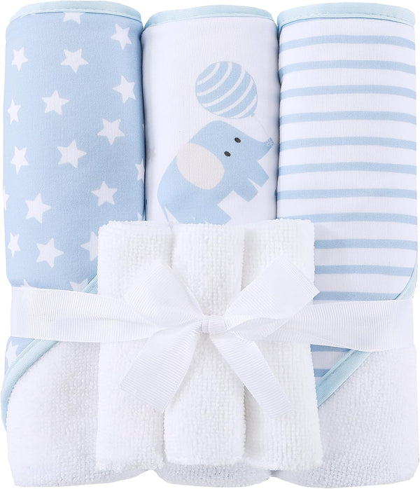 Mooreeke Baby Towel with Hood for Boys Blue Elephant Bath Towel for