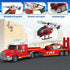 3 4 5 6 7 8 27" Kids Toys for Years Old Boys, Fire Truck Toy with Racing Car and Helicopter, Toddler Friction Powered