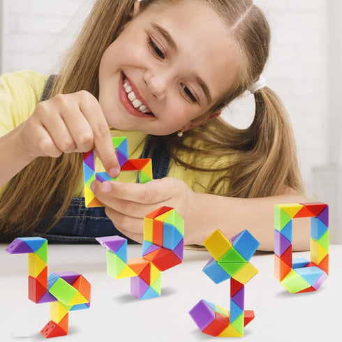 30 Pack Medium Snake Cube Fidget Toys Goodie Bag Stuffers for Kids, Treasure Box Toys for Classroom, Twist Puzzle
