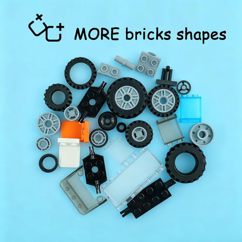 298PCS Sets Pamvava Wheels and Axles Tires, City Car Parts Pieces, Windshield Vehicle Accessories Construction Boys Toy