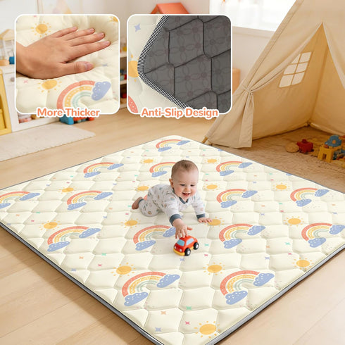 47"x47" Tummy Play Mat for Playpen - Thick Soft Foam Playmats for Babies and Toddlers - Non-Slip Baby Play Mats