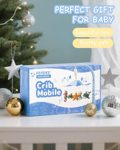 35 3 FEISIKE Baby Crib Mobile with Lullabies, Modes Rotation & Music, Adjustable Volume, Nursery Decor for Boys