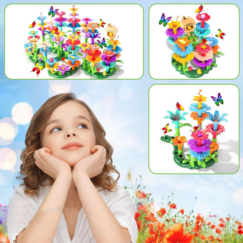 184Pcs Flower Garden Building Toys for Girls Age 3-7, Upgrade DIY Stacking Toys, STEM Educational Toddler Toys