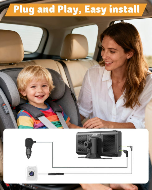 acer -1080P 940nm 360 Gadget Baby Car Camera Rear Facing Car Seat Camera with Night Vision, Rotating Carseat Mirror