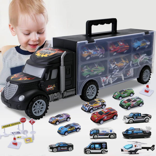 JODUDLR Toddler Toys for 3-4 Year Old Boys,Large Transport Cars Carrier Set Truck