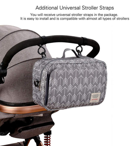 Multipurpose Waterproof Baby Diaper Bag - Stroller Organizer (Arrow Design)