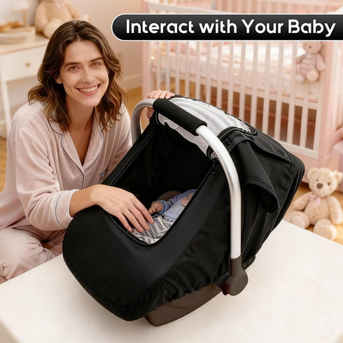 Waterproof Baby Car Seat Cover, Car Seat Rain Cover with Clear Window & Breathable Mesh, Universal Baby Carrier Cover