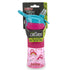 Nuby Thirsty Kids Push Button Flip-it Soft Spout Water Bottle, Easy Grip Band, Pink Rainbows, 12 Ounce