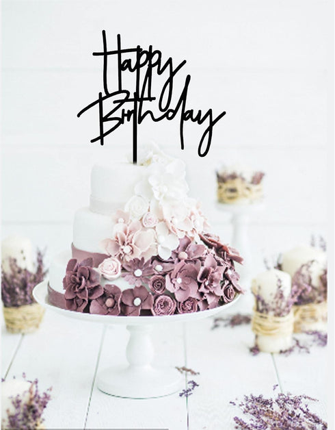 DIY Black Acrylic Happy Birthday Cake Topper