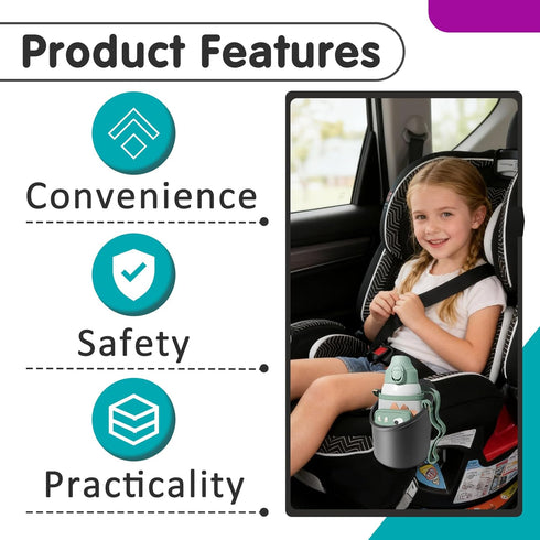 Joworthy 2 4Ever Pcs Car Seat Cup Holders Compatible with Graco DLX Car Seats, Dishwasher Safe Single Cup Holder