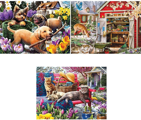 Set (3) 300 18 24 Bits and Pieces - Value of Three - Piece Jigsaw Puzzles for Adults - Spring Collection Large Piece