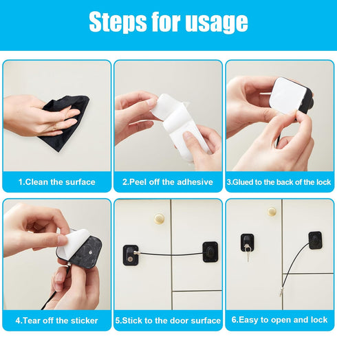 Hotop 4 Pack Fridge Cabinet Locks for Kids, Self Adhesive Child Proofing Safety Locks