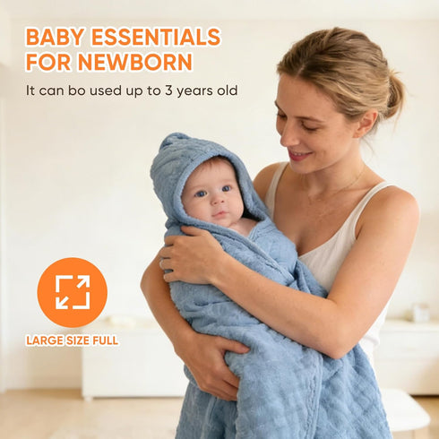 MIGIOL 100% 32 32 Inches, 3 Muslin Baby Towels Cotton Super Soft Muslin Baby Bath Towel - x Suitable for Newborn