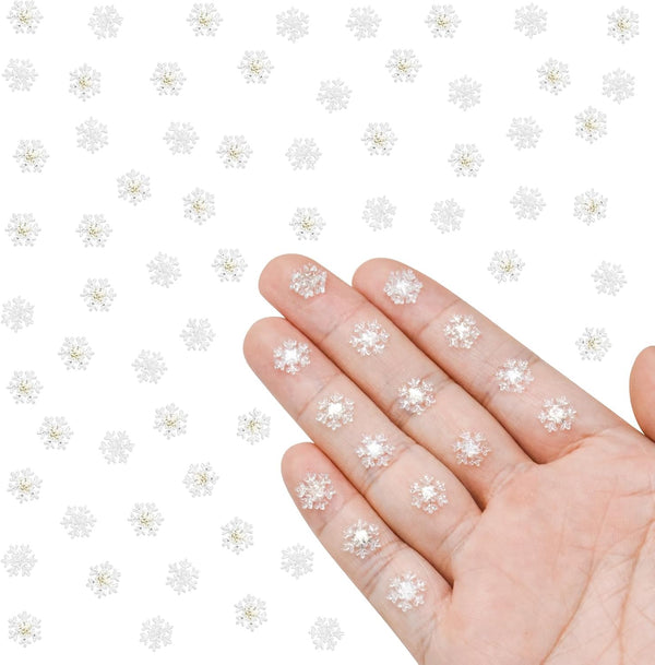 HOMICO 200 Pieces Mini Snowflakes for Craft Dollhouse Miniatures Transparent Tiny Snowflakes Tiny