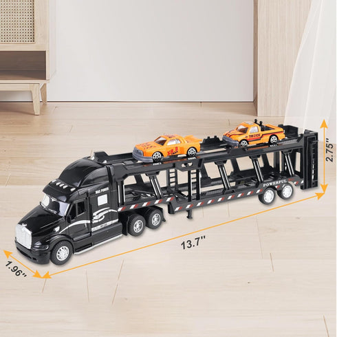 CORPER TOYS Transport Car Carrier Truck Toy - Detachable Die-cast Pull Back Vehicles Set for Kids with Lights
