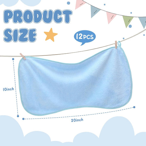 Hahafelt 12 Pack 20 10 Inch Blue Baby Burp Cloths for Boys and Girls Coral Fleece x Super Soft Burp Cloths with Organza