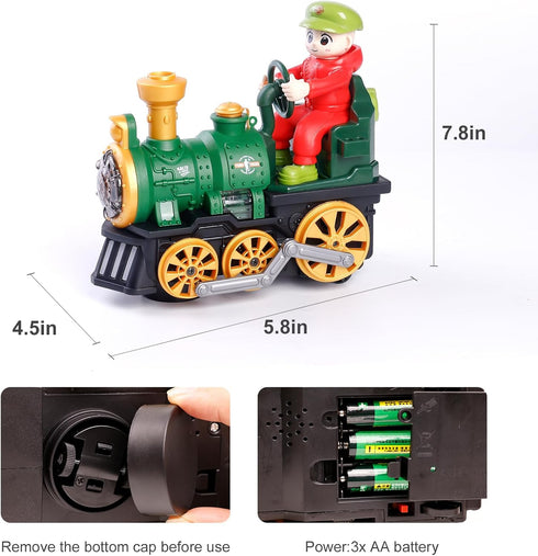 KidsMind 1-3,Steam 1-3-4 3-5 Electric Train Toy for Toddler Locomotive Bump and Go Truck People Figure Car