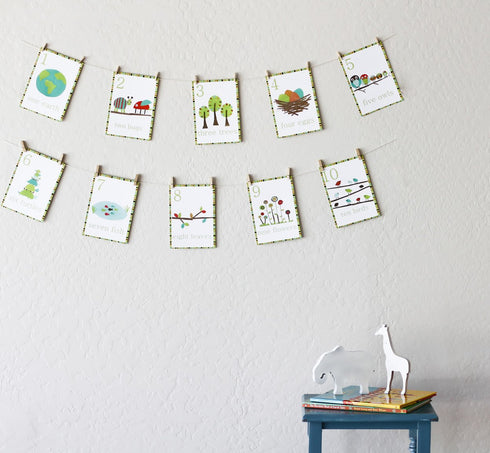Children Inspire Design Forest Animal Numbers Wall Cards, Set of Ten, 5x7 Prints