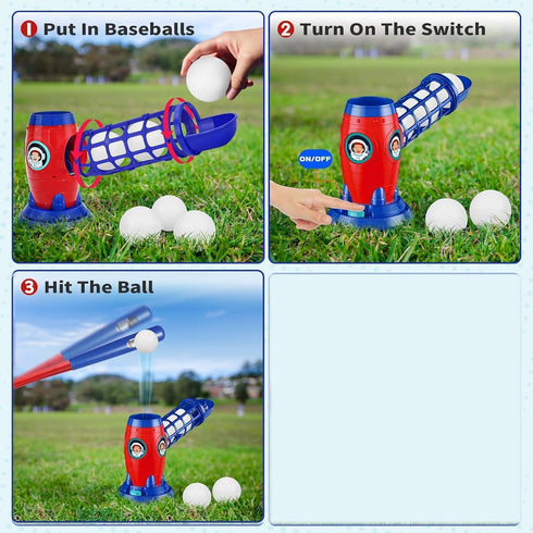T Ball Set for Kids Toddlers, Electric Automatic Baseball Pitching Machine for Ages 3-8