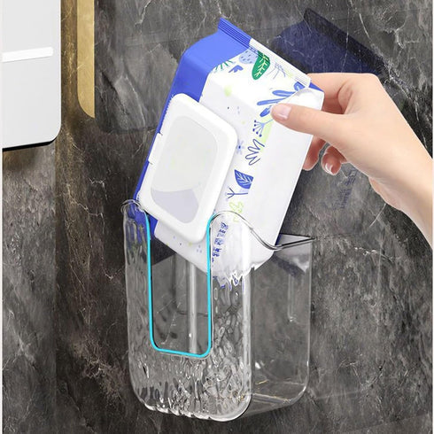 SQDWYGUO 2 Pcs Bathroom Toilet Wall-Mounted Wet Wipes Dispenser Kitchen Wipes Wall Mount Storage Box (Light Gray)