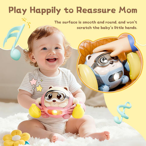 360 Tummy Rolling Baby Toy Crawling Toys, Baby Musical Toys Rolling Bouncing Time Toys Bear Walking Moving Infants Toy