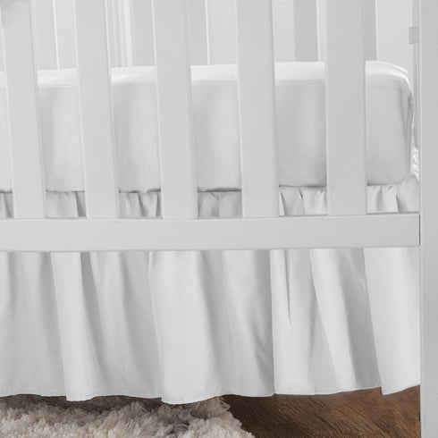 American Baby Company Ultra Soft Microfiber Ruffled Porta/Mini-Crib Skirt, White for Boys and Girls