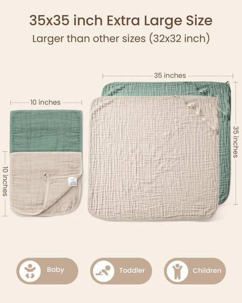 6 Set, 2 35x35 Inch 4 Set, PCS Baby Towels and Washcloths PCS XL Baby Hooded Towels & PCS Washcloths Ultra Soft