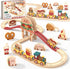 Lehoo Castle Wooden Train Set for Toddlers 2-4, Burger Theme Train Track