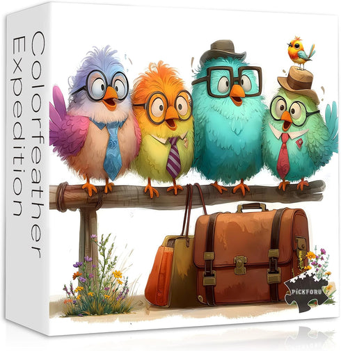 PICKFORU Funny Bird Puzzles for Adults 1000 Pieces, Nature Cute Animal Colorful Wildflower