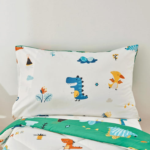 4 Set 2 Set, 1 1 1 1 beeweed Pieces Dinosaur Toddler Bedding Boys Girls, Sides Design Bed in a Bag Comforter Includes