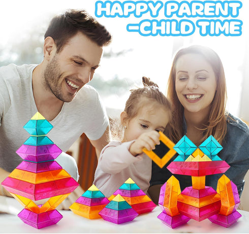 Set 30 3+, Translucent Building Block with Toy Storage Bag, Pcs Light-Passing Stacking Toys for Kids Ages STEM