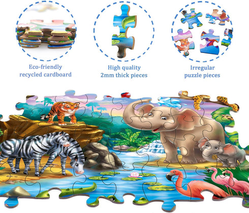 Puzzles for Kids Ages 4-8 – 2 Packs of 60 Pieces Puzzles for Ages 3-5 and 6-8 – Educational Ocean & Forest Animals Toys