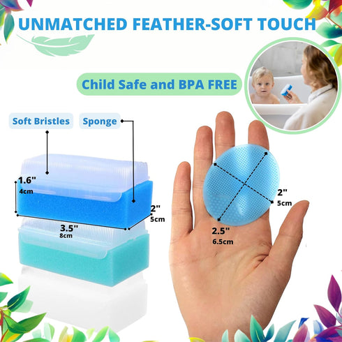 Set (Set 6) Cradle Cap Brush for Babies - Cradle Cap Treatment | Baby Sponge for Bathing | Baby Brush and Comb Newborn