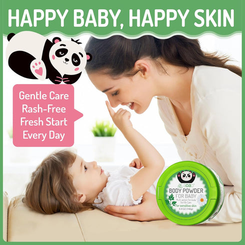 140g/4.9oz (1Pack) Baby Body Powder with Puff, Natural Cornstarch + Zinc Oxide Skin-Protecting Formula, Talc-Free